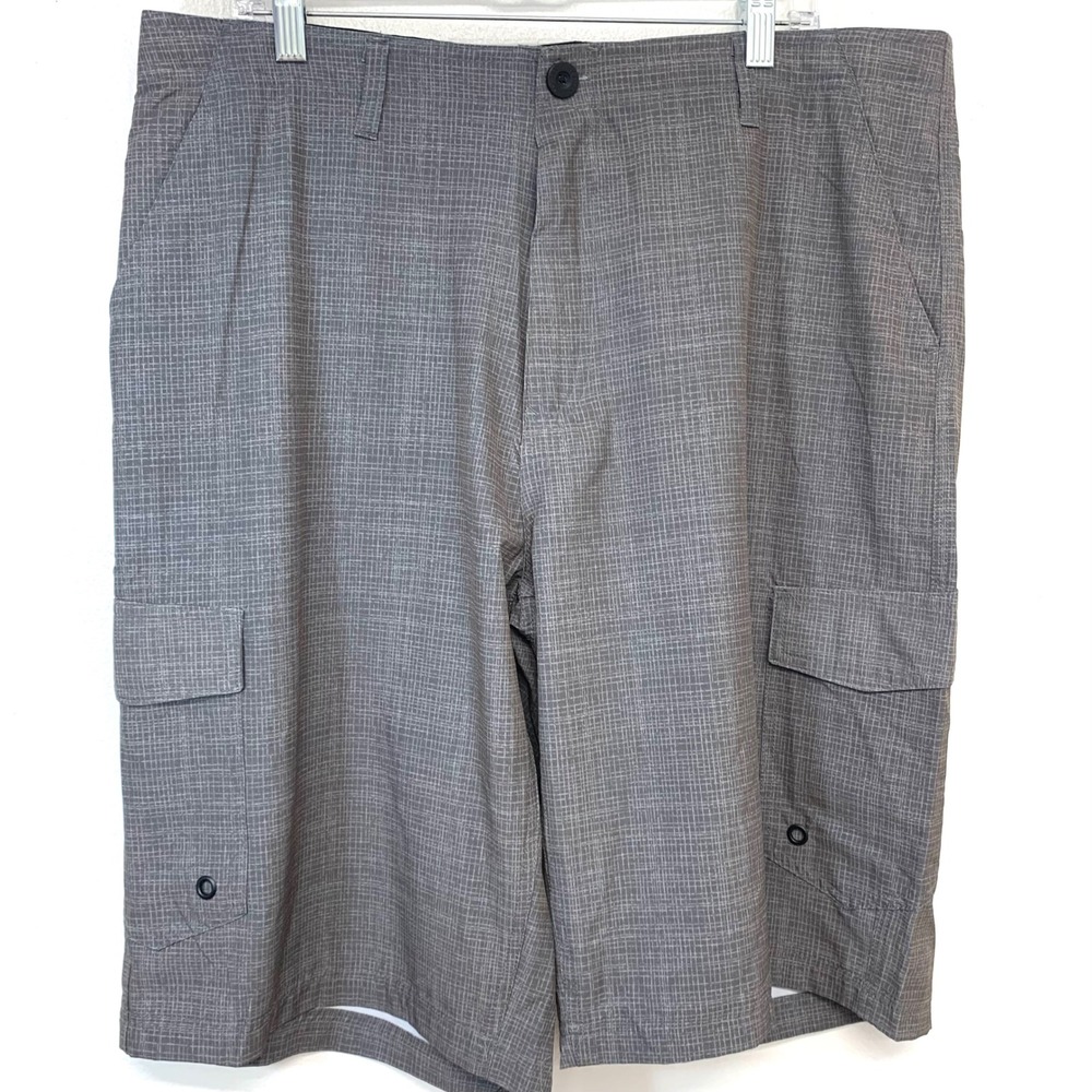 Matix Mens Cargo Hybrid Board Shorts Gray Grid Pattern Skater Surf Size 36